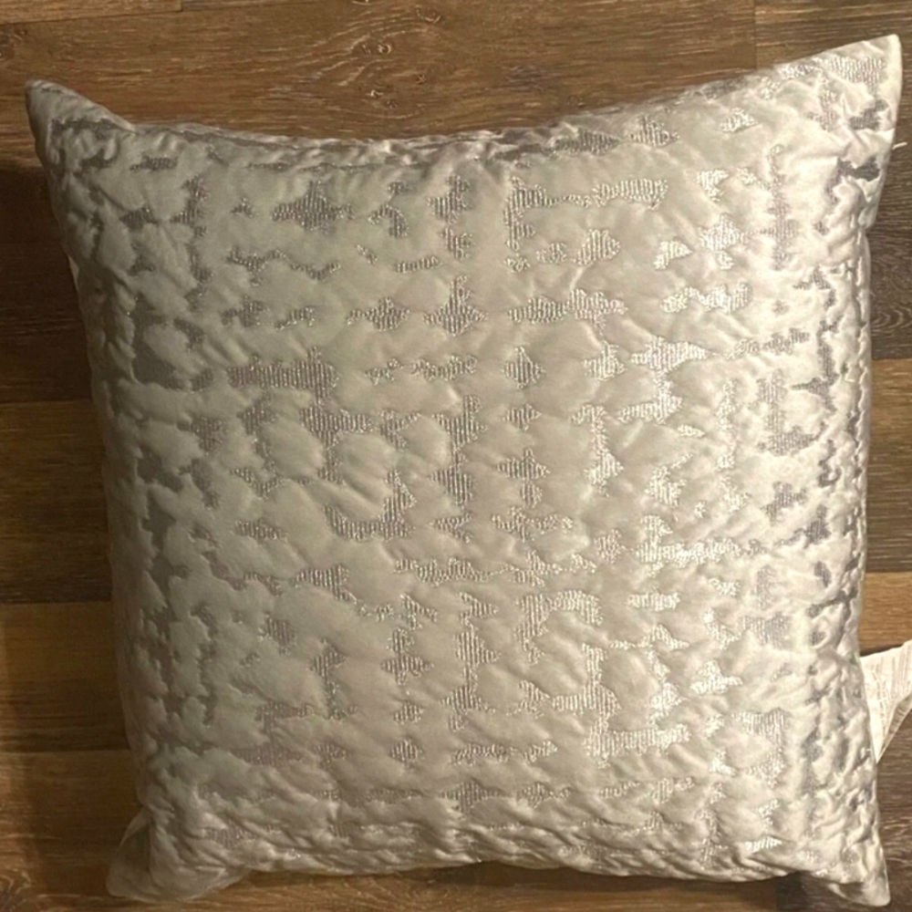 CALLISTO HOME Decorative Throw Pillow 22" x 22" Velvet Silver Duck Feather